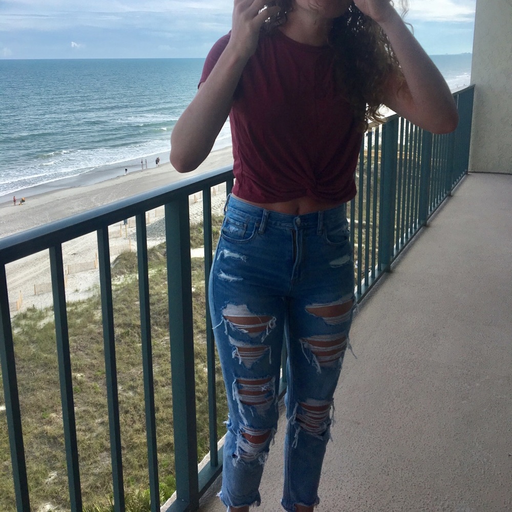 Destroyed high waisted mom jeans